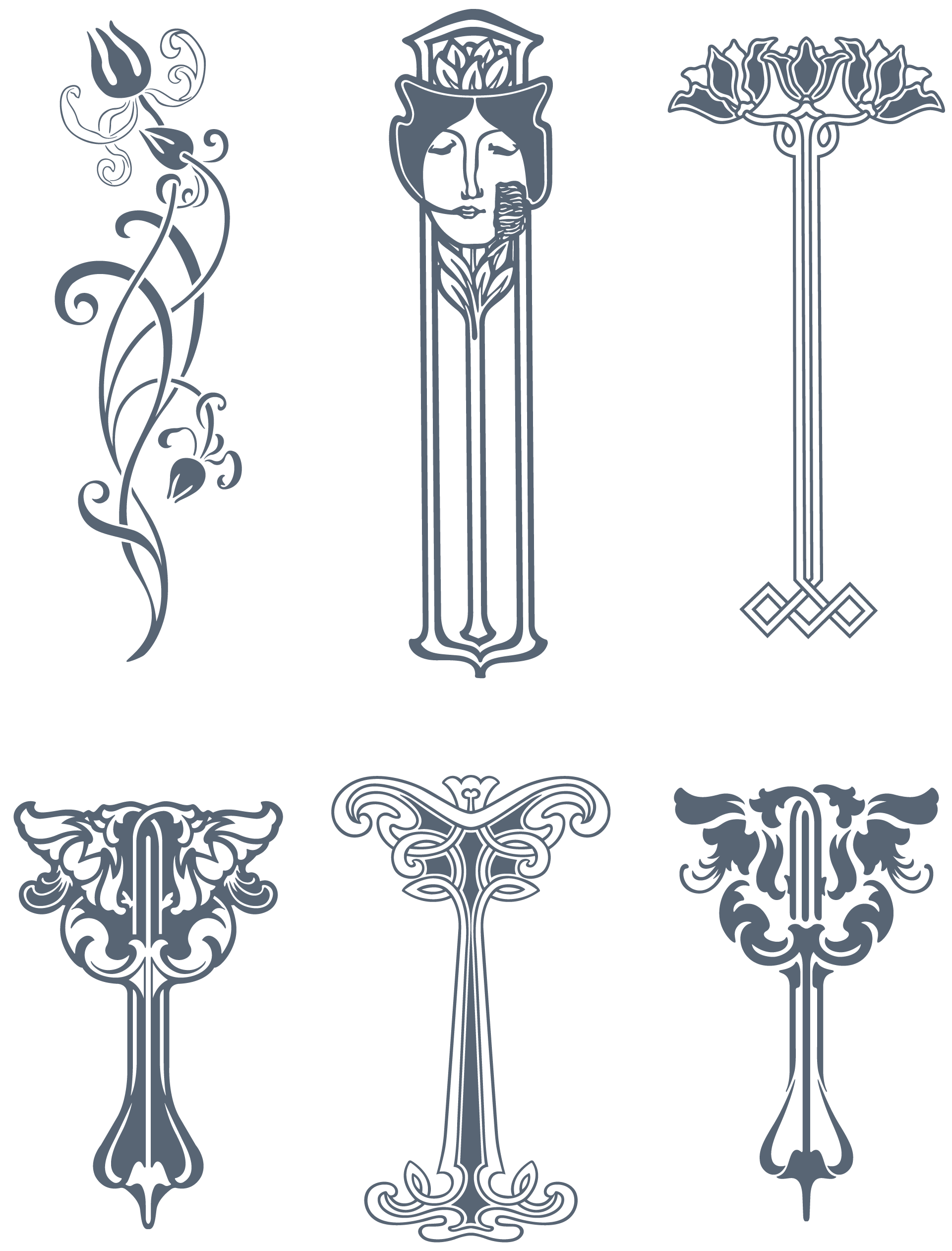 Download Vintage "Art Nouveau" Art Nouveau: 285 Vector Ornaments, 300