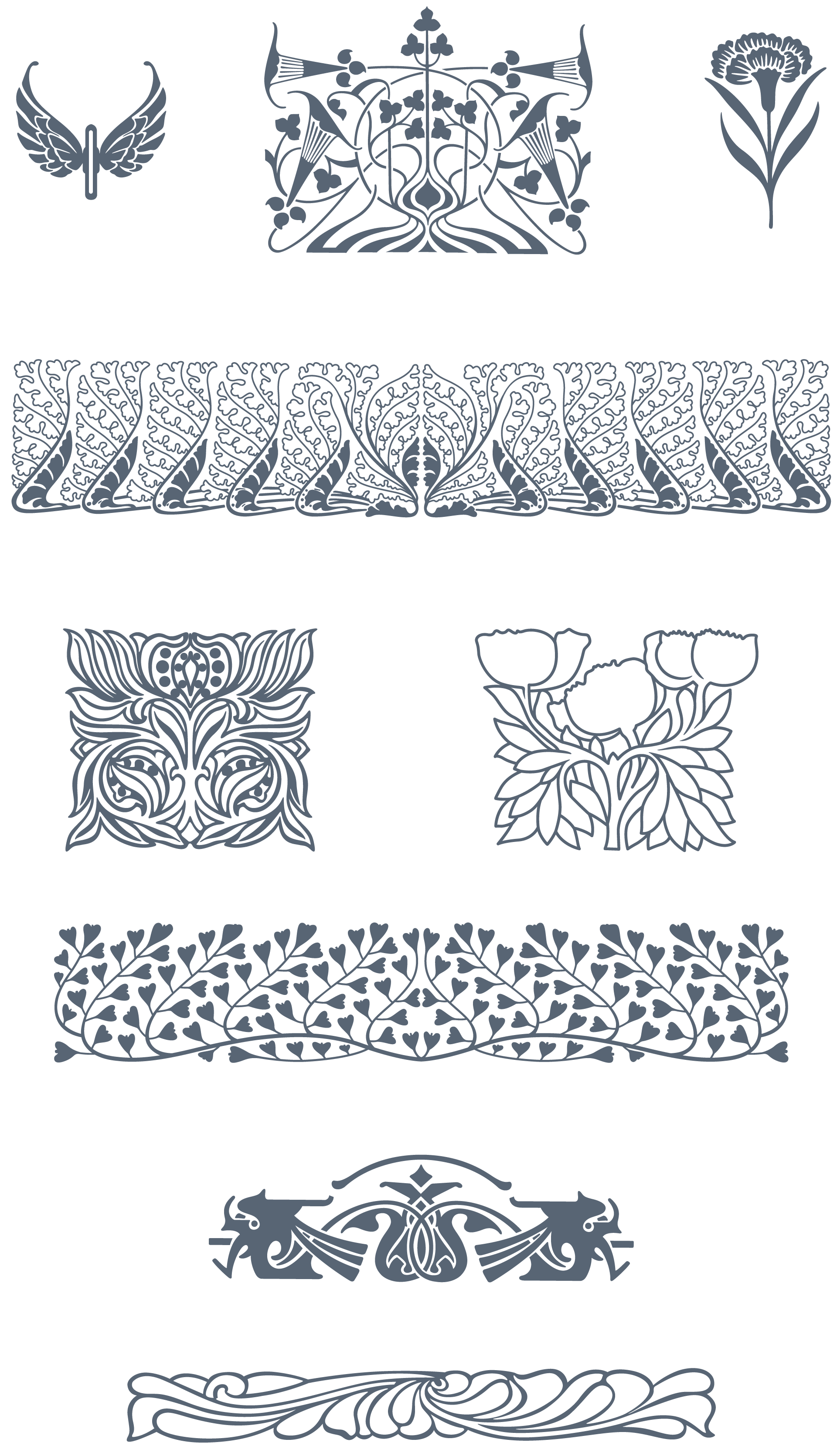 Download Vintage "Art Nouveau" Art Nouveau: 285 Vector Ornaments, 300